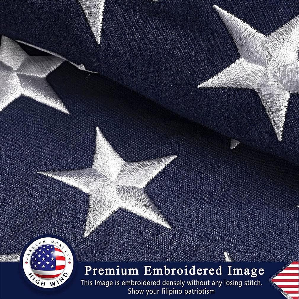 Folded Memorial Flag American US Cotton Flag, 5x9.5 FT, featuring embroidered stars and sewn stripes with brass grommets.