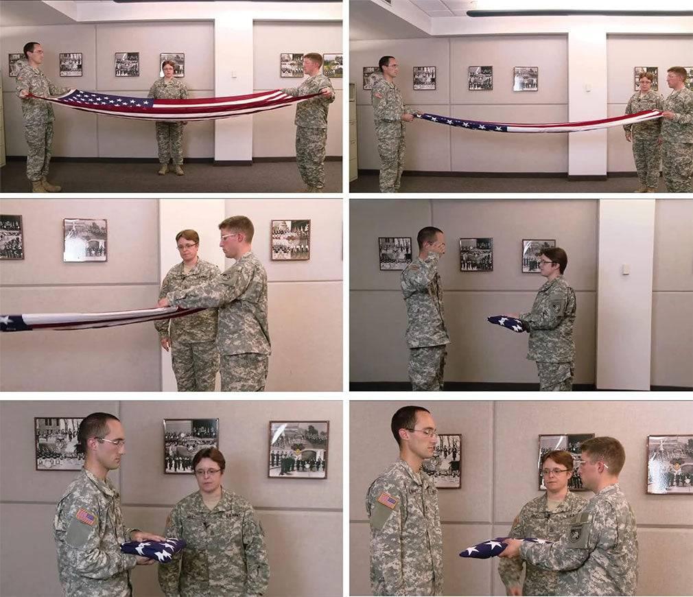 Folded Memorial Flag American US Cotton Flag, 5x9.5 FT, featuring embroidered stars and sewn stripes with brass grommets.