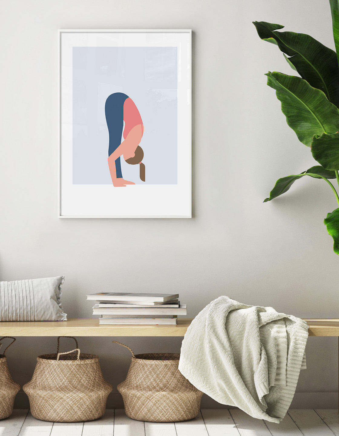 A person performing the Forward Fold yoga pose, bending forward with arms hanging down, showcasing flexibility and relaxation.