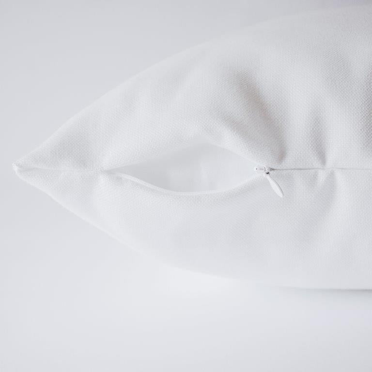 A beautifully crafted pillow cover featuring a close-up photograph of a curious fox, set against a light beige background with a concealed zipper.
