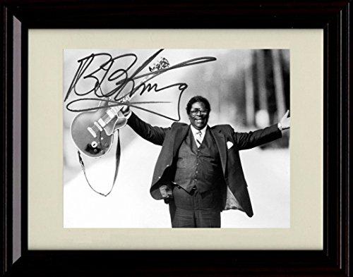 Framed 8x10 glossy print of BB King with a printed signature, showcasing his iconic presence.