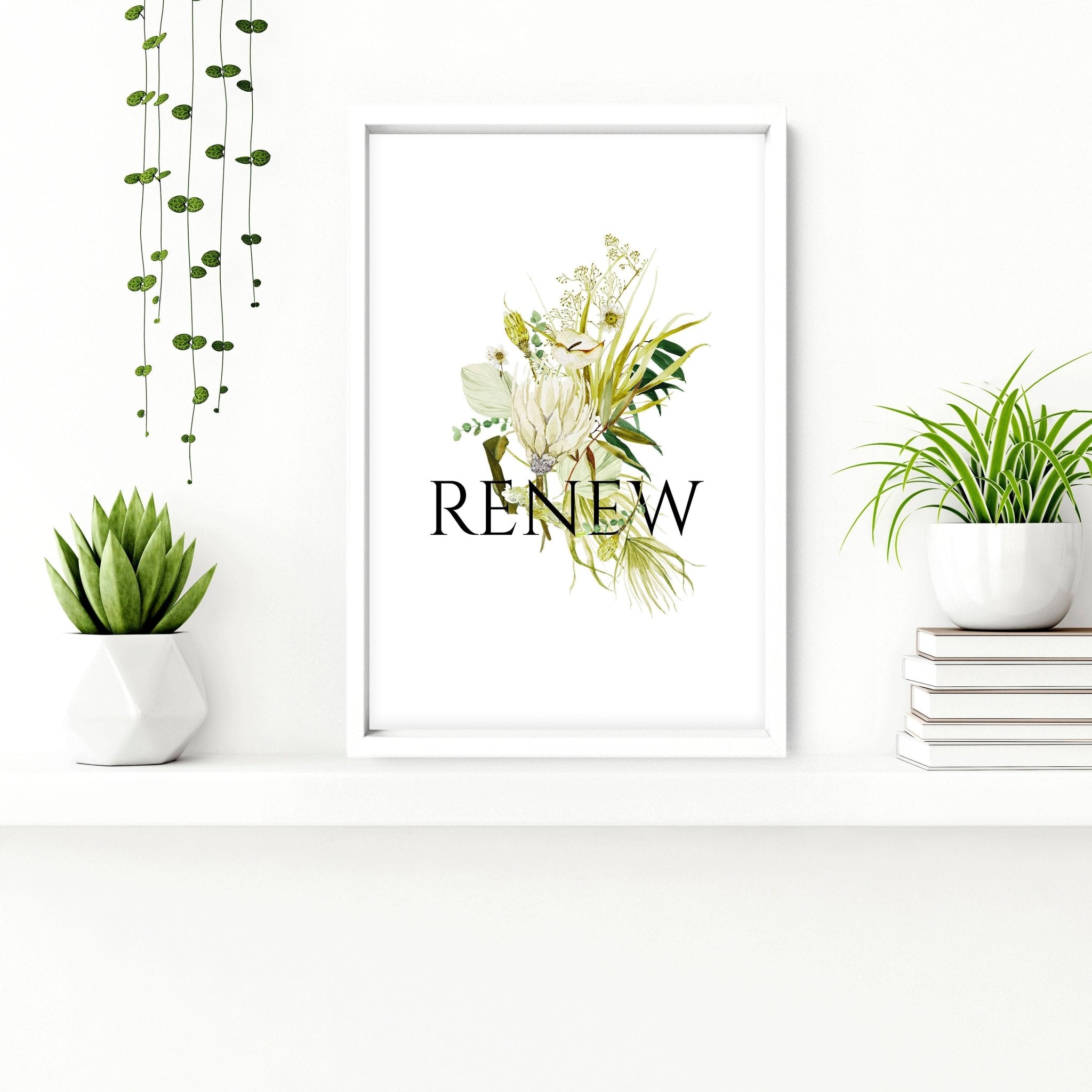 Set of 2 framed bathroom wall art featuring vibrant botanical prints in ready-to-hang frames, perfect for enhancing home decor.