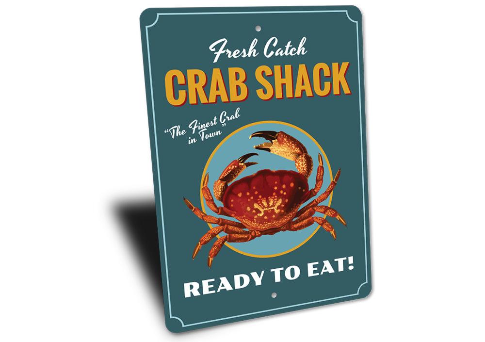 Fresh Catch Crab Shack Sign made of high-quality aluminum, featuring a vibrant design perfect for restaurants and cafes.