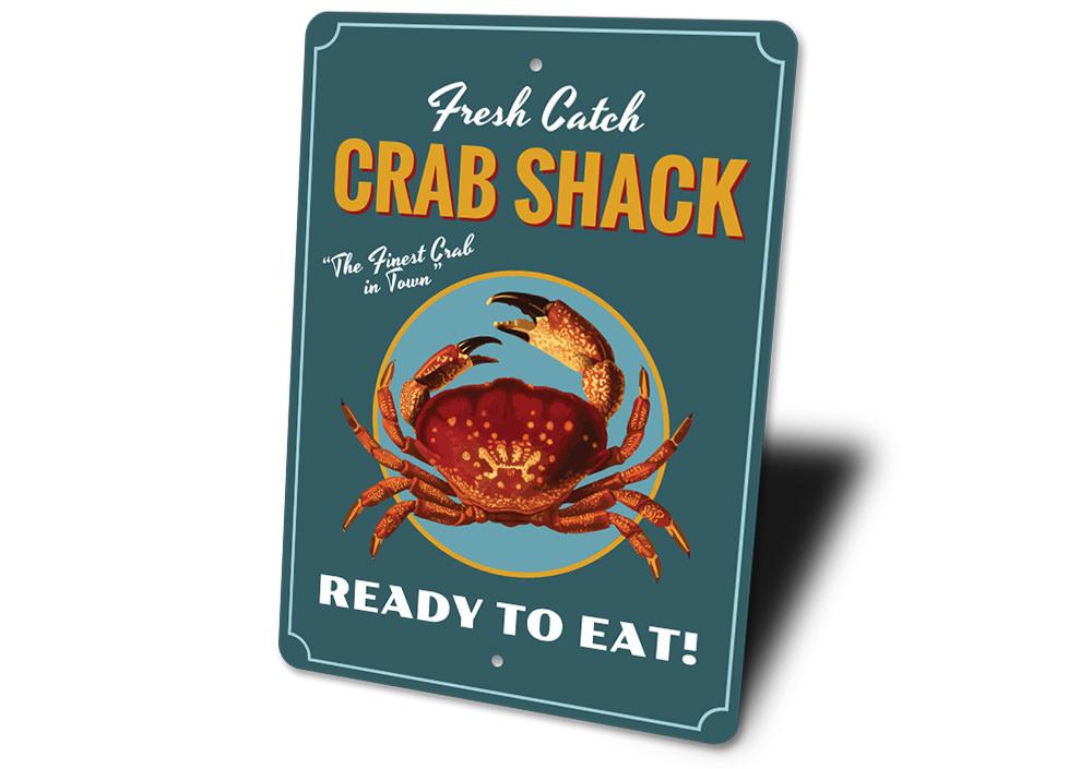 Fresh Catch Crab Shack Sign made of high-quality aluminum, featuring a vibrant design perfect for restaurants and cafes.
