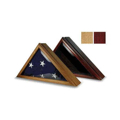 Elegant solid wood Funeral Flag Display Box with glass front, designed for a 5ft x 9.5ft flag.