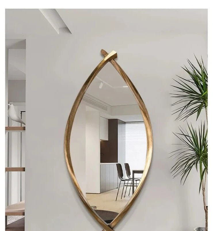 Gajgamani Mirror with a handcrafted cherry wood frame, showcasing elegant design and modern aesthetics.