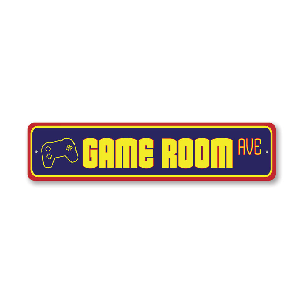 Customizable metal street sign for game room decor, featuring high-quality aluminum construction and pre-drilled holes for easy mounting.
