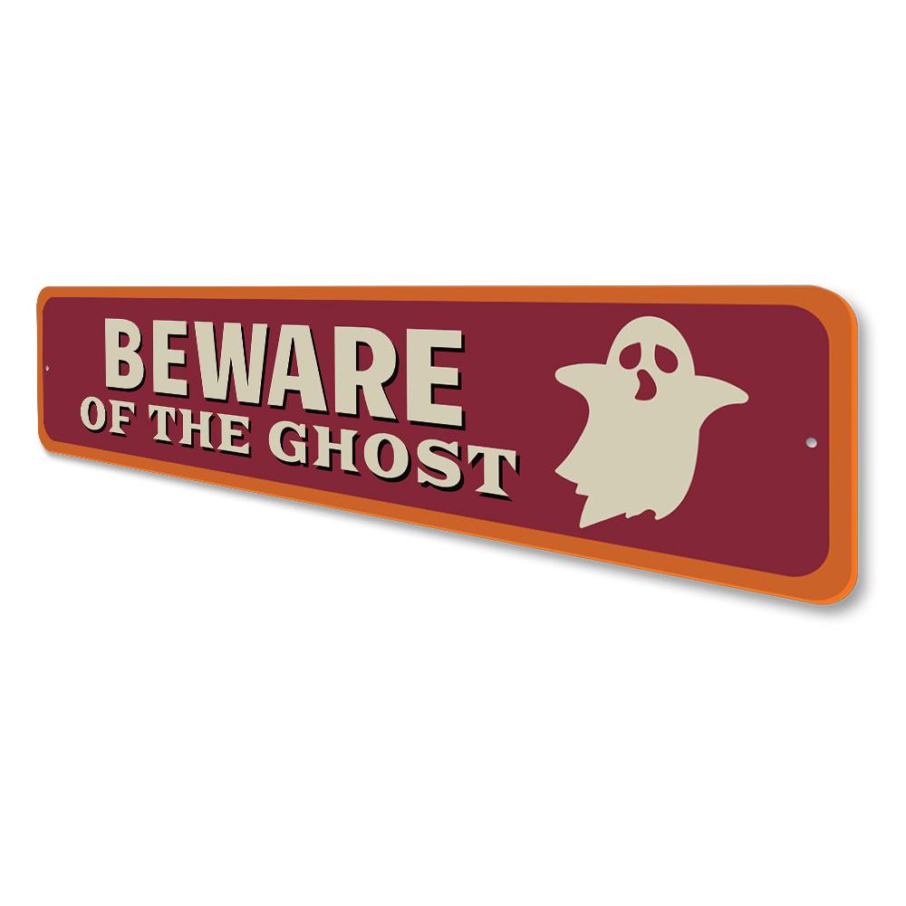 Ghost Halloween Sign made of aluminum, featuring spooky design for Halloween decor.