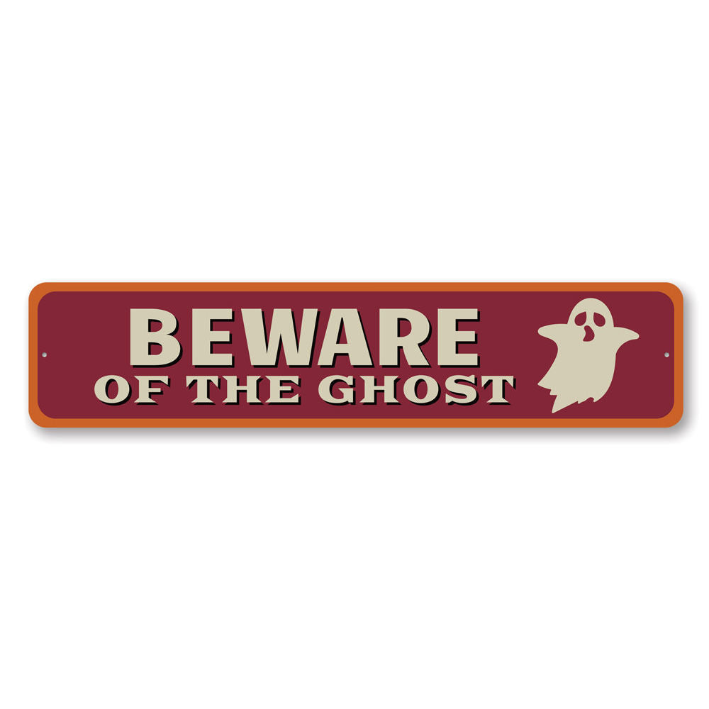 Ghost Halloween Sign made of aluminum, featuring spooky design for Halloween decor.