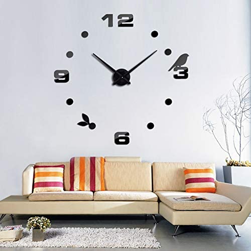 Giant 3D Clock measuring 120cm with a stylish acrylic mirror surface, perfect for home or office decoration.