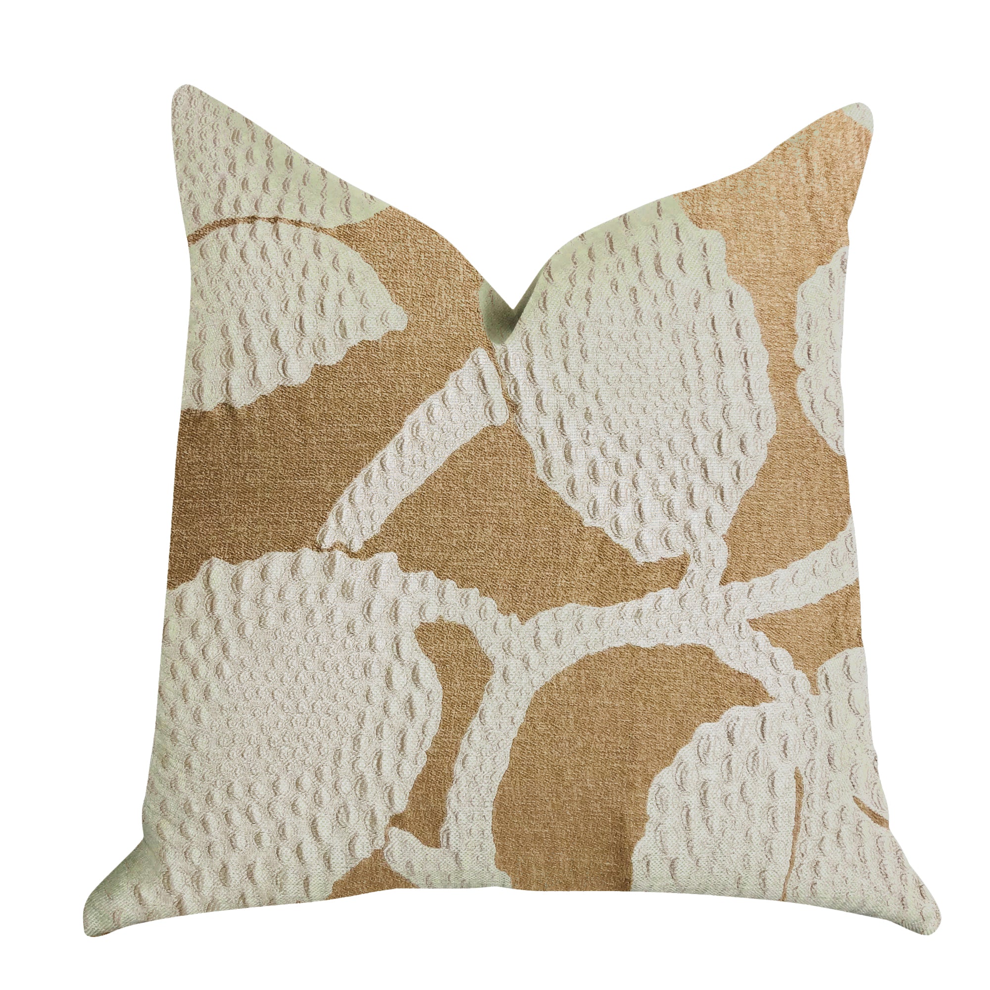 Golden Arabella Vine luxury throw pillow in bronze tones, featuring a stylish design and invisible zipper, perfect for home decor.