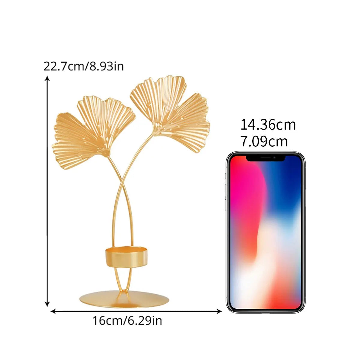 A luxurious Golden Ginkgo Leaf Candle Holder with a stunning gold finish, designed to resemble ginkgo leaves, perfect for elegant home decor.