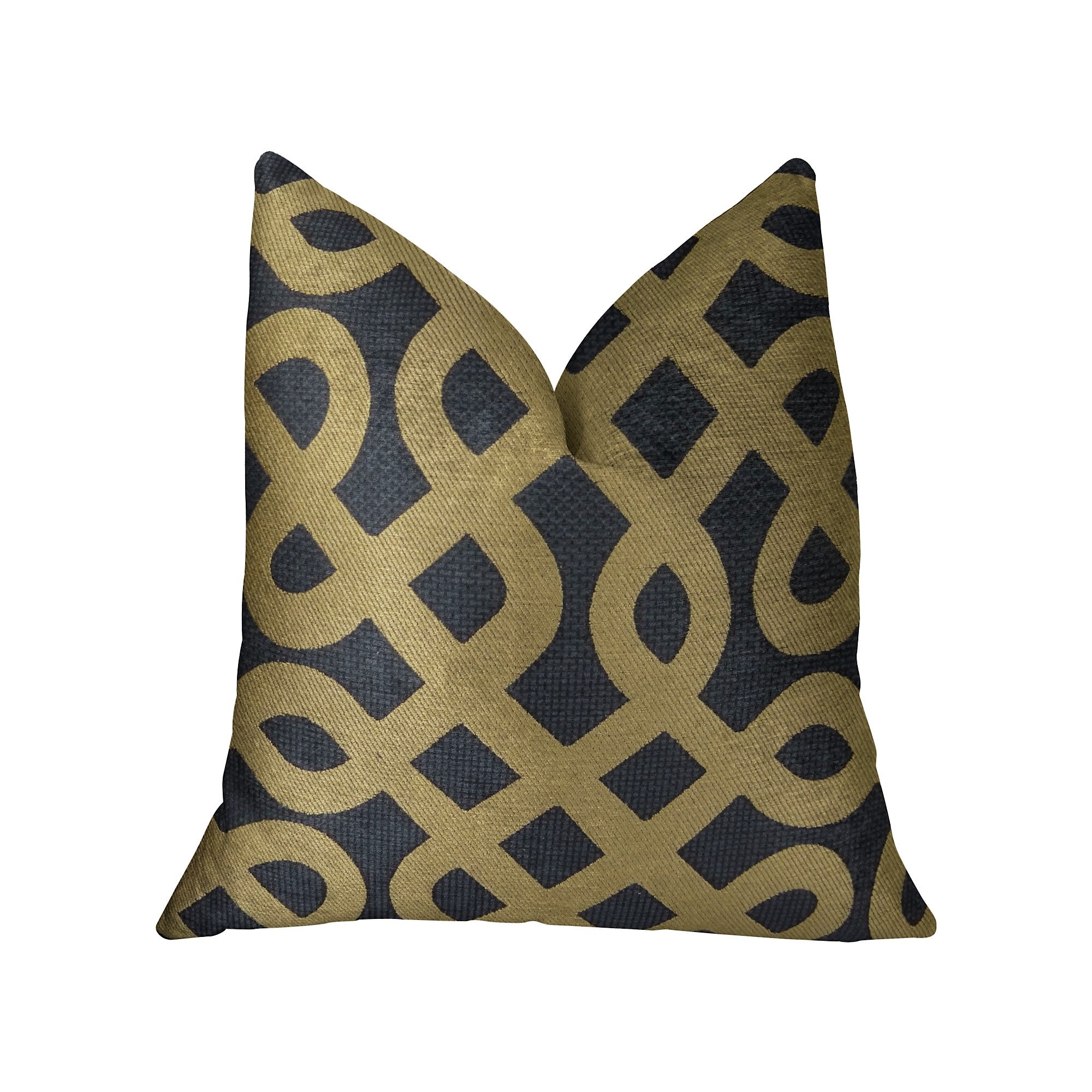 Golden Maze Black and Gold Handmade Luxury Pillow featuring a geometric pattern with a luxurious texture, perfect for home decor.