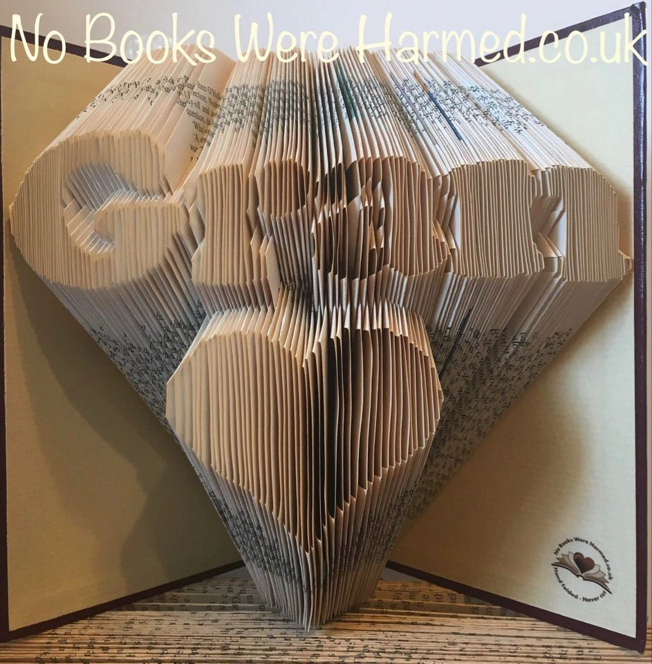 Handcrafted art piece featuring 'Gran' over a love heart, made from vintage book pages.