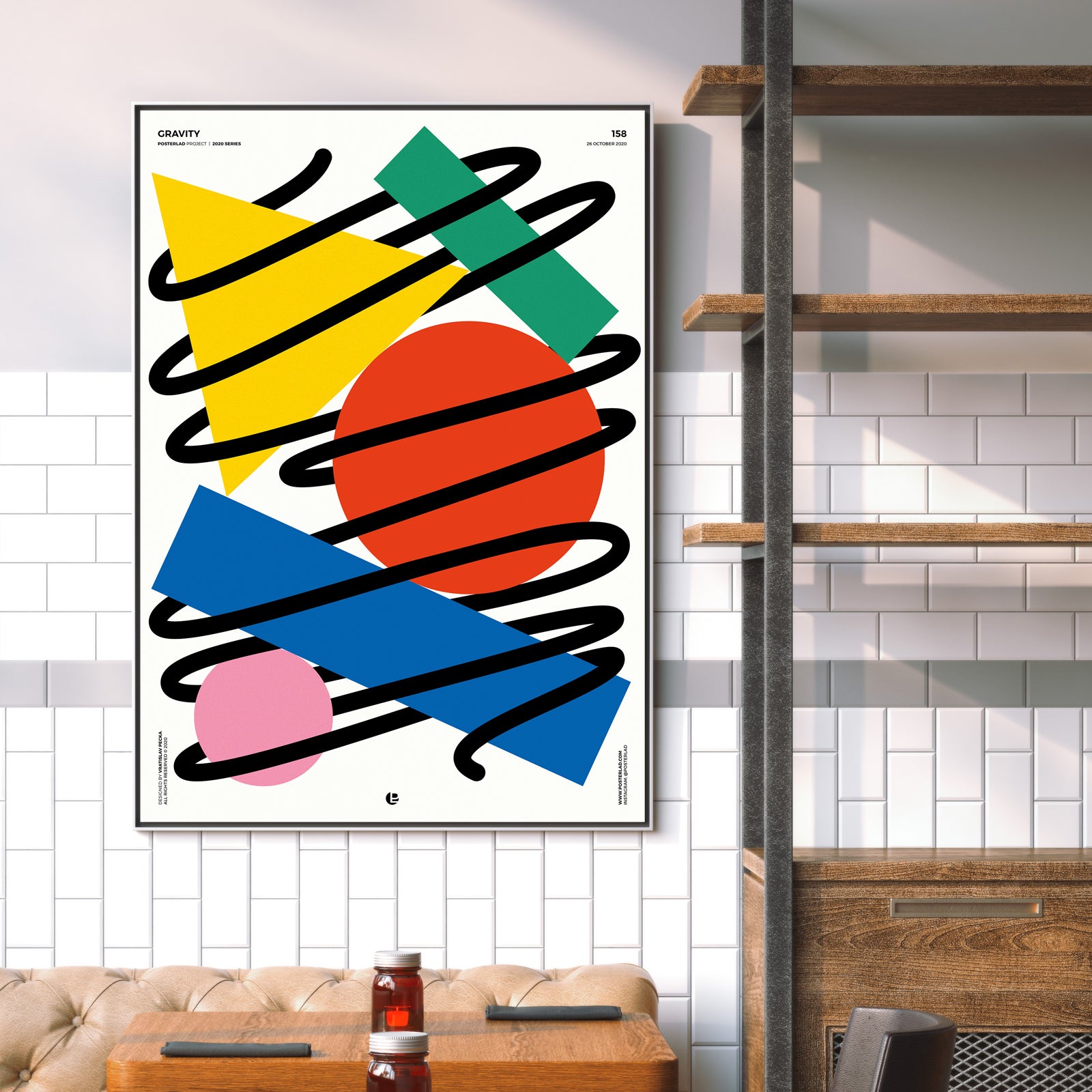 A vibrant Gravity poster featuring a cosmic design, showcasing planets and stars, printed on thick matte paper.