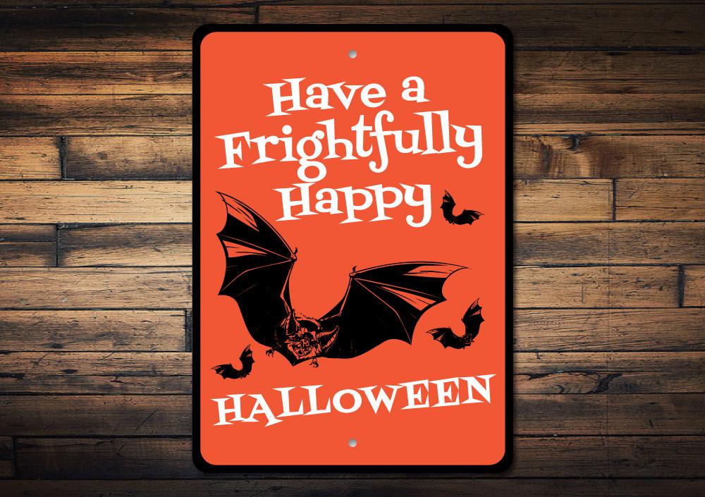A spooky Halloween Bat Sign made of durable aluminum, featuring a bat design perfect for Halloween decorations.