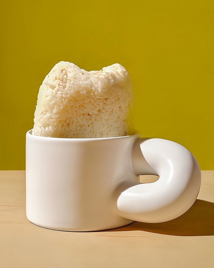 Handmade XXXL Ceramic Chubby Mug in Melon style, showcasing its large size and unique design, perfect for coffee or cereal.