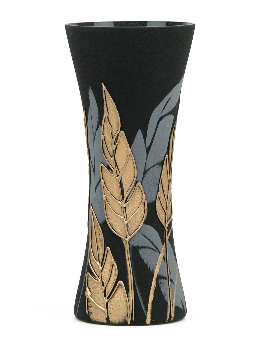 A beautifully hand-painted glass vase featuring unique designs and vibrant colors, perfect for floral arrangements and home decor.