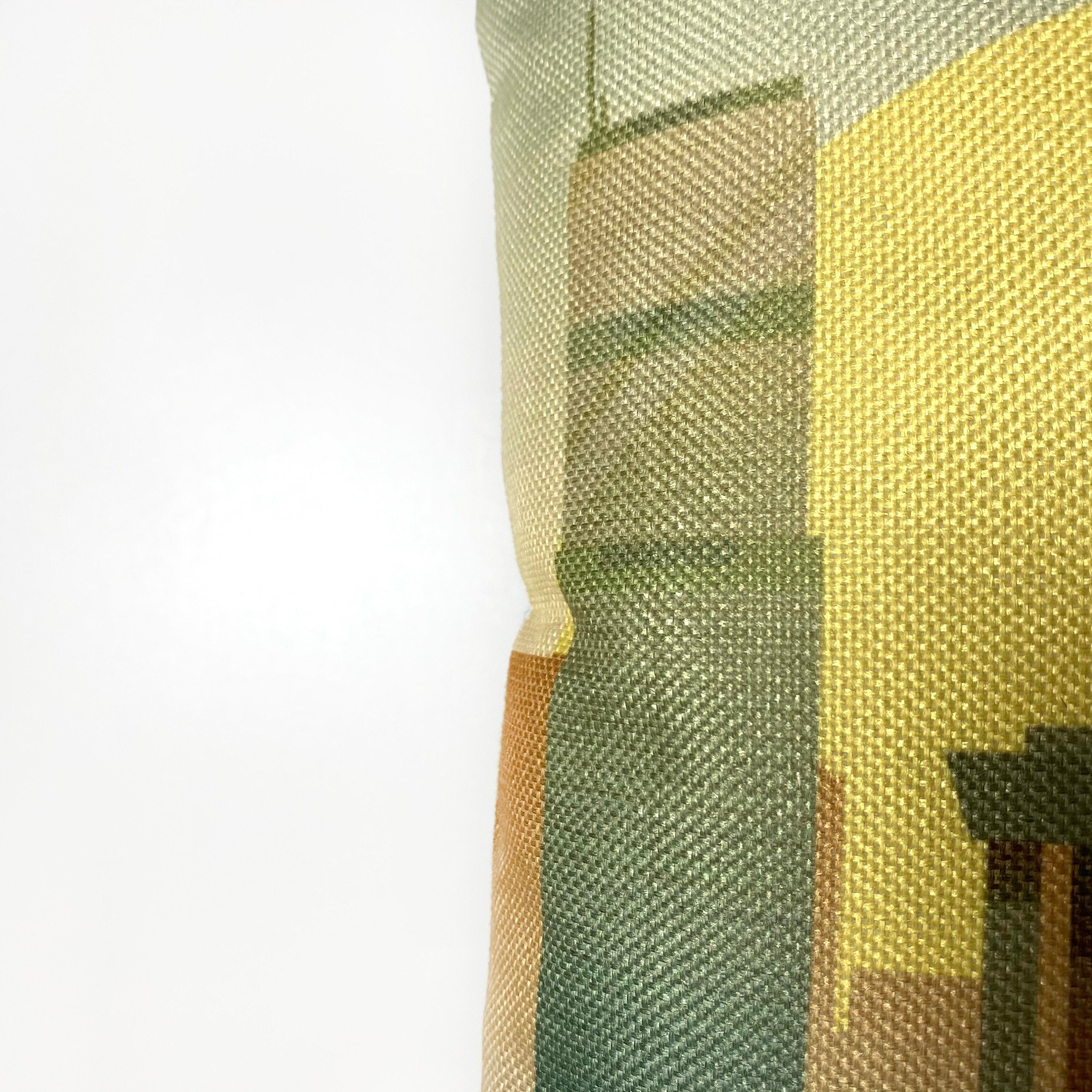 Colorful 12x18 pillow cover featuring a sunset and city reflection of Hanoi, Vietnam, with a concealed zipper.