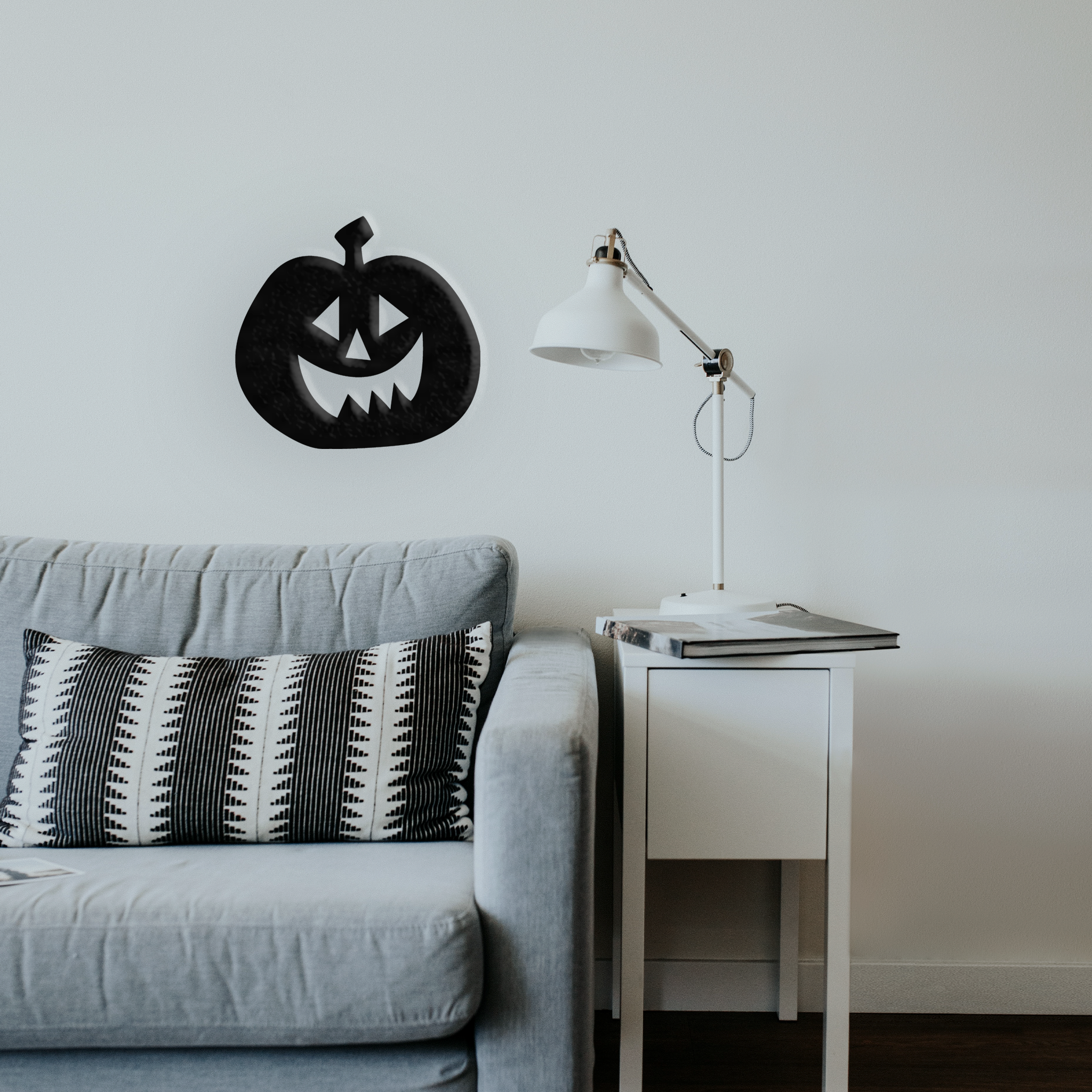 Happy Pumpkin metal wall art featuring a cheerful pumpkin design, perfect for Halloween decor.