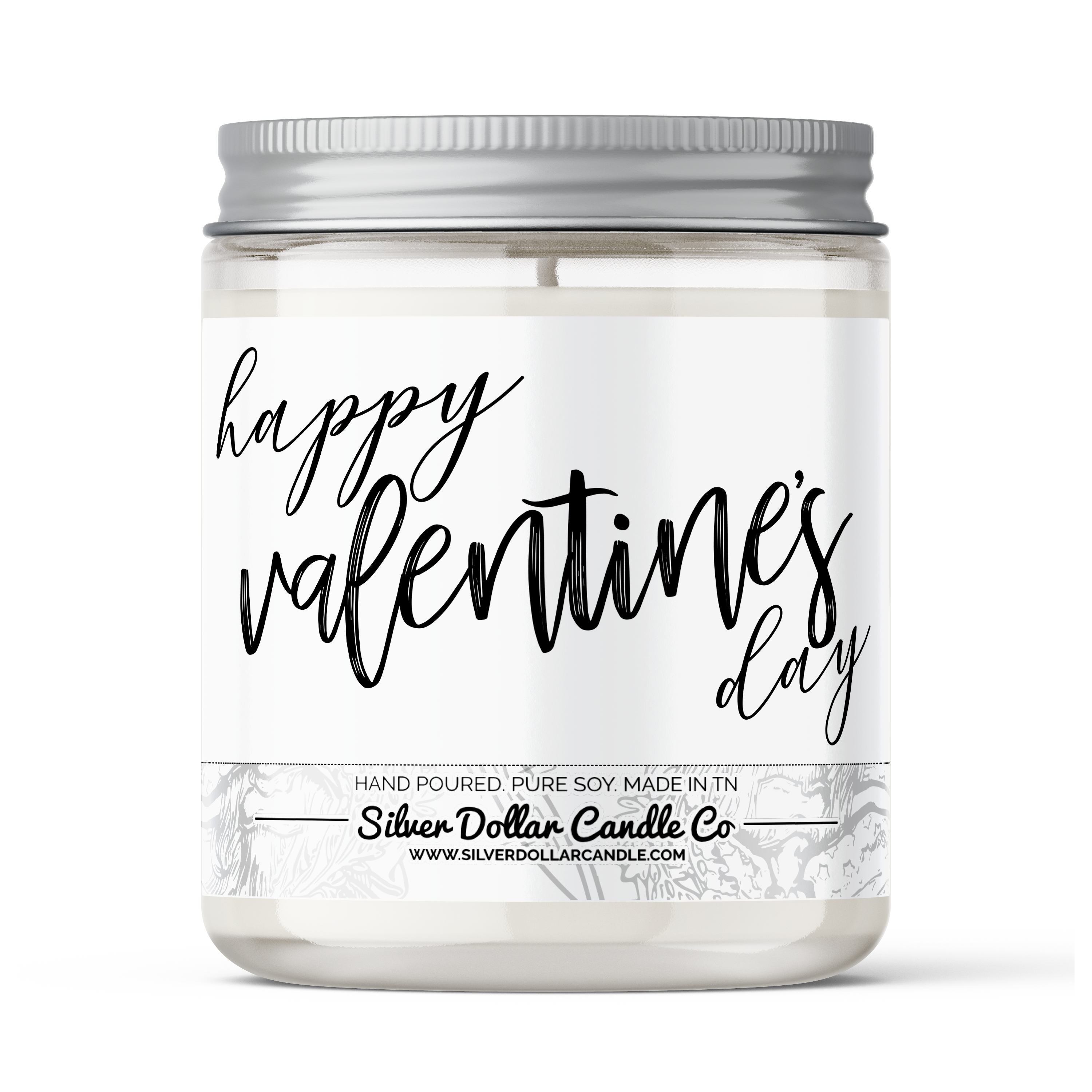 Happy Valentine's Day scented candle in a decorative box, showcasing beautiful design and personalization options.