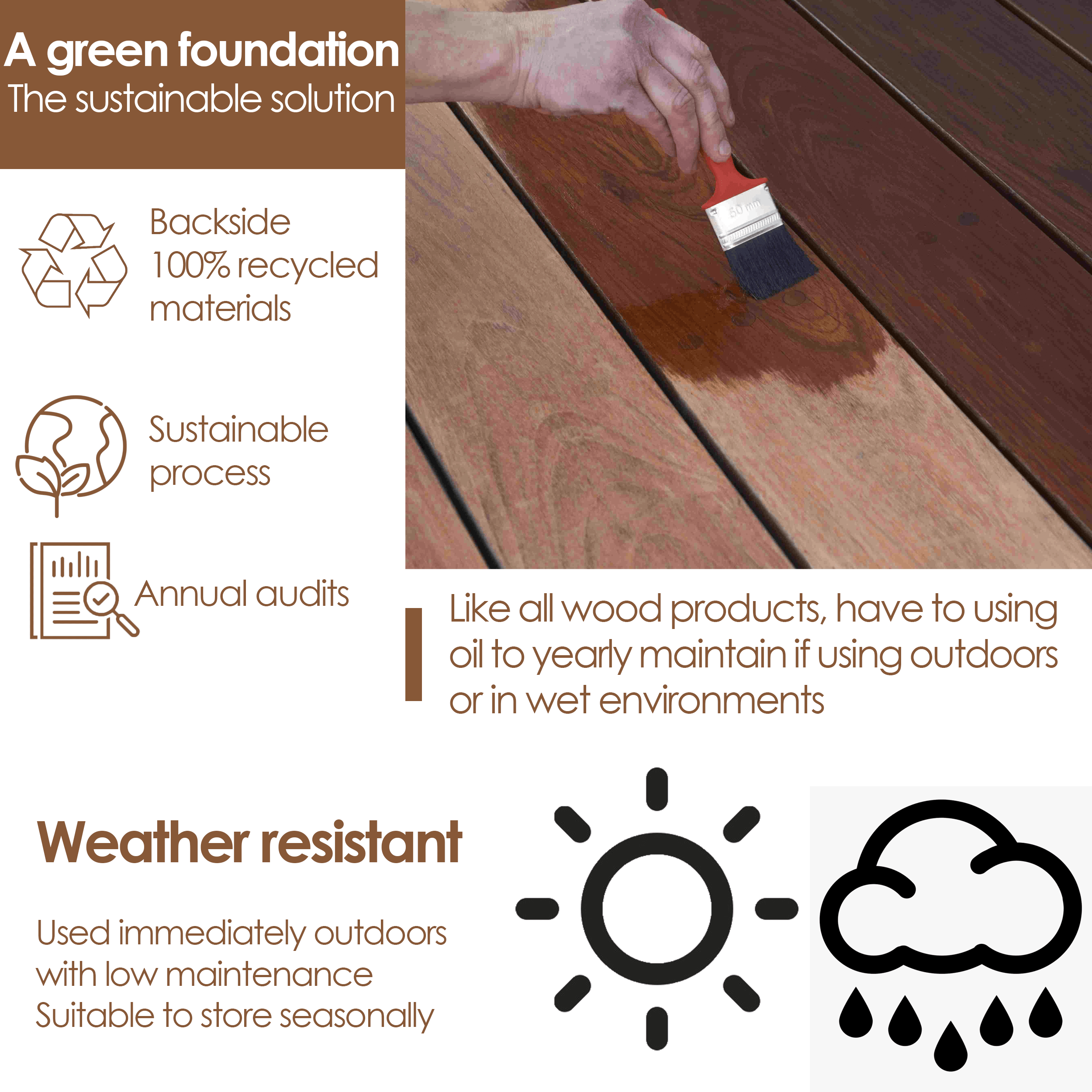 Hardwood interlocking patio deck tiles made from solid acacia wood, showcasing a natural finish and interlocking design for easy installation.