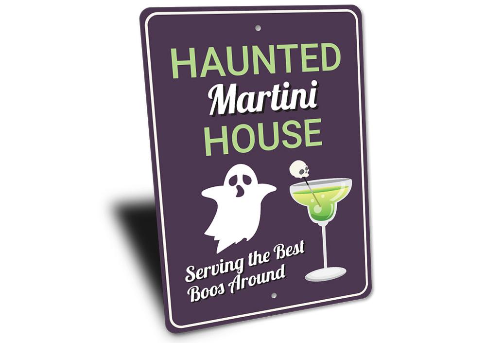 Haunted Martini House Sign featuring spooky design, perfect for Halloween decor.