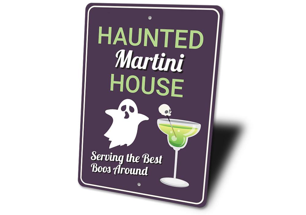Haunted Martini House Sign featuring spooky design, perfect for Halloween decor.
