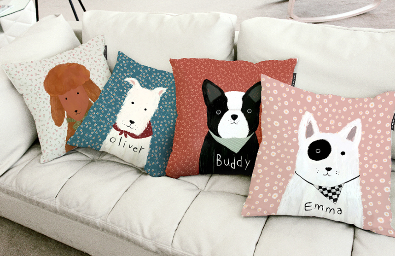 Hey Friends_Amelia double-sided cushion showcasing its stylish design and high-quality microfiber material.
