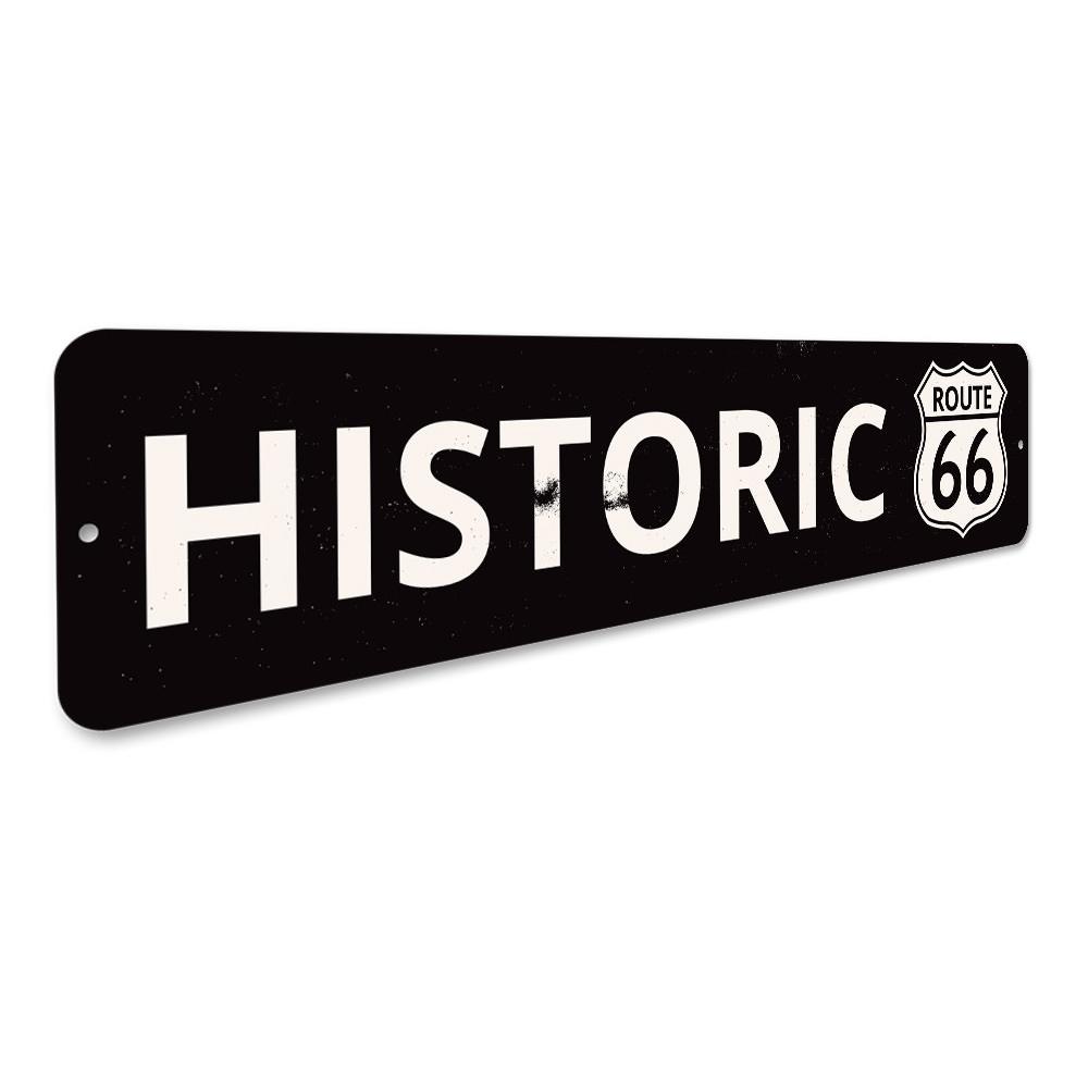 Historic Route 66 Sign made of aluminum, featuring vibrant colors and classic design, perfect for wall decor.