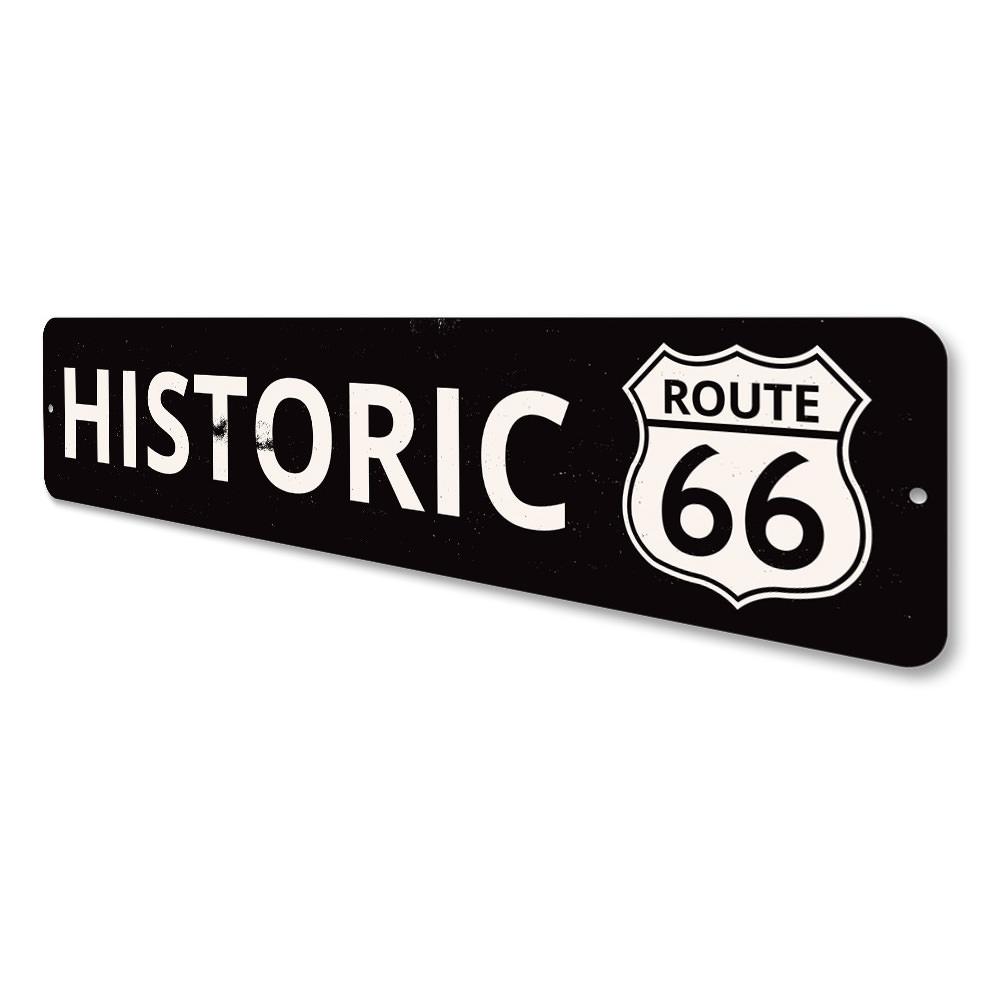 Historic Route 66 Sign made of aluminum, featuring vibrant colors and classic design, perfect for wall decor.