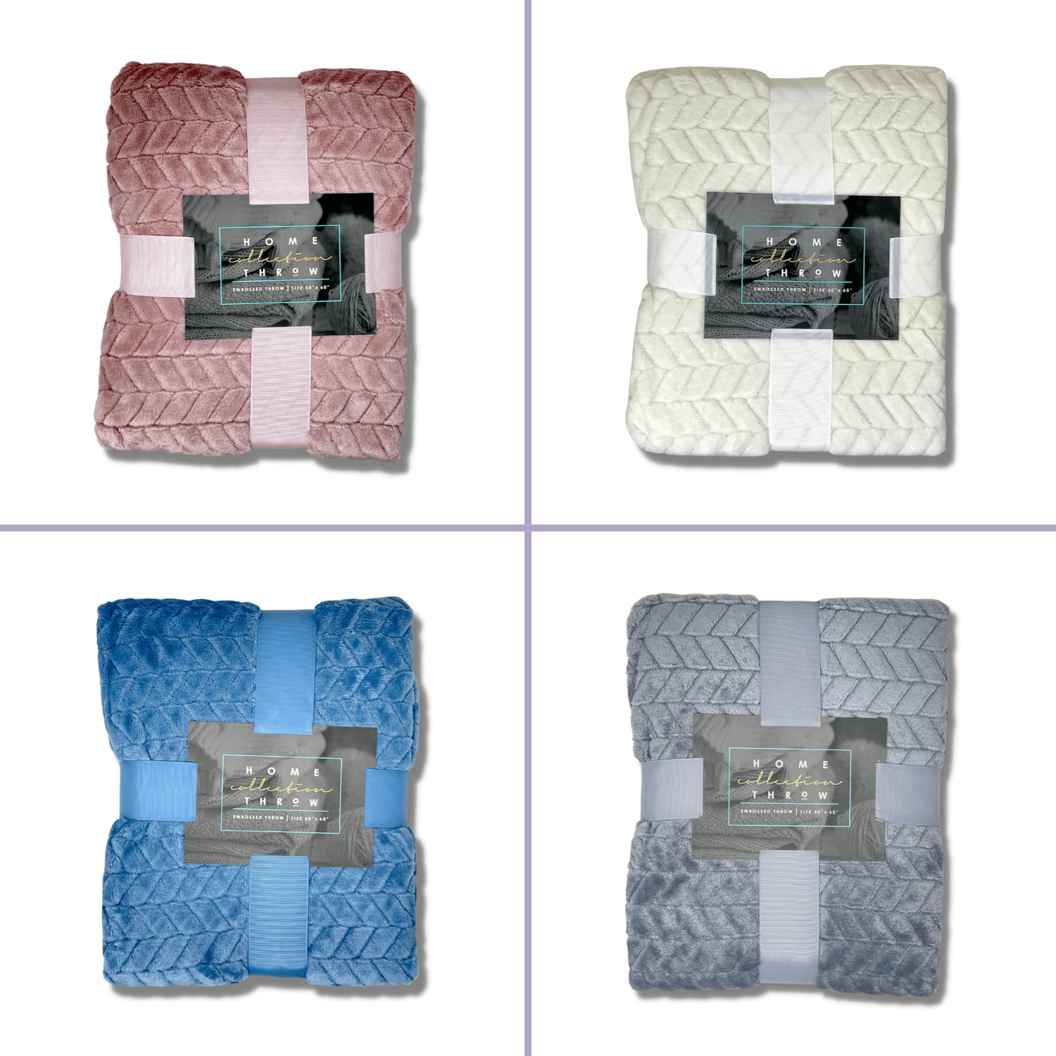 Home Collection Embossed Throw Blanket in pastel colors, showcasing its elegant embossed design and soft texture.