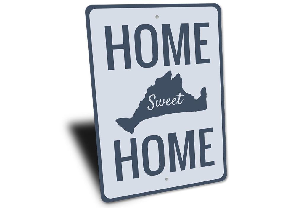 Home Sweet Home Martha's Vineyard Sign made of high-quality aluminum, featuring customizable text and a coastal design, perfect for beach-themed decor.