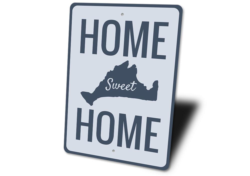 Home Sweet Home Martha's Vineyard Sign made of high-quality aluminum, featuring customizable text and a coastal design, perfect for beach-themed decor.