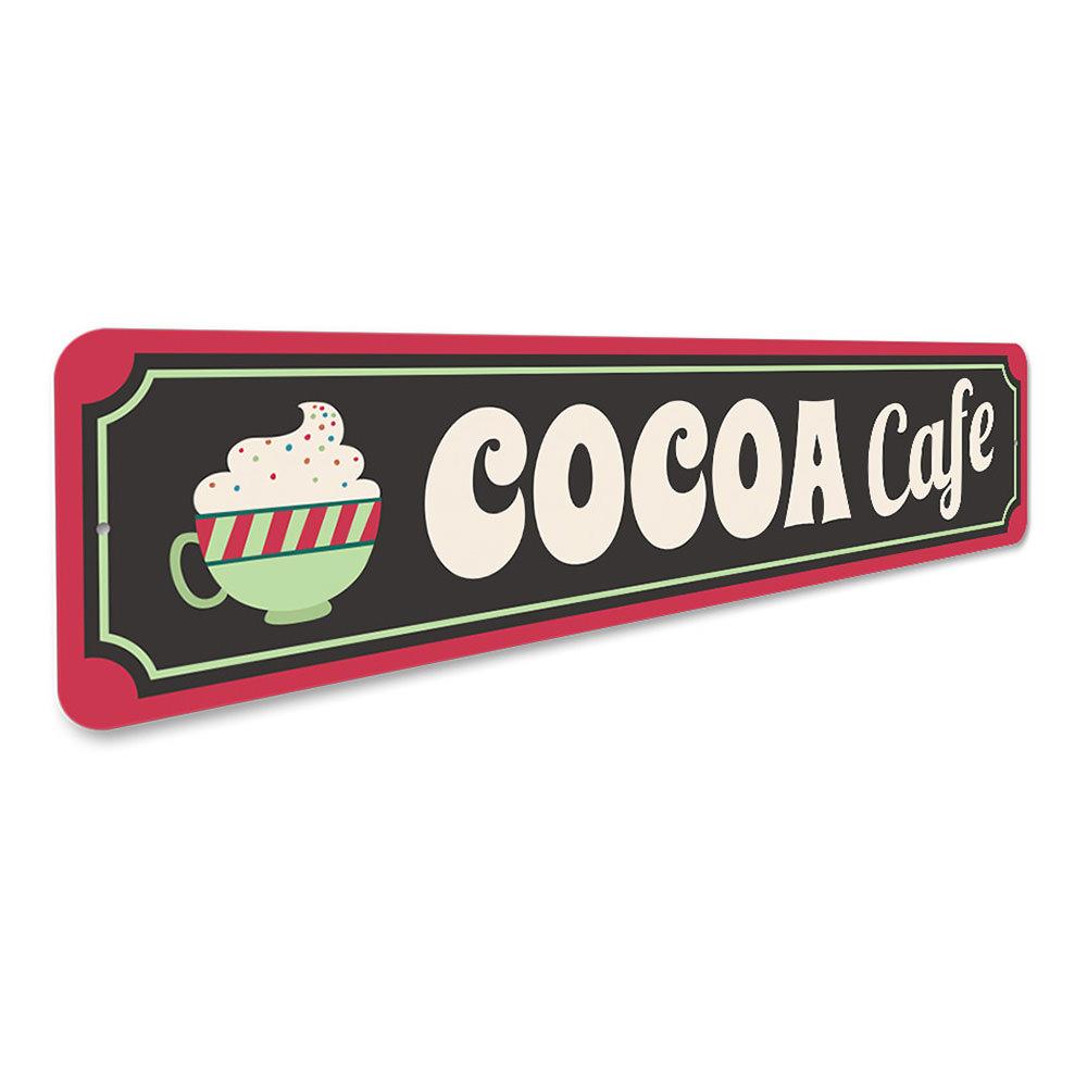 Hot Cocoa Cafe Yuletide Sign featuring festive design and vibrant colors, perfect for Christmas decorations.