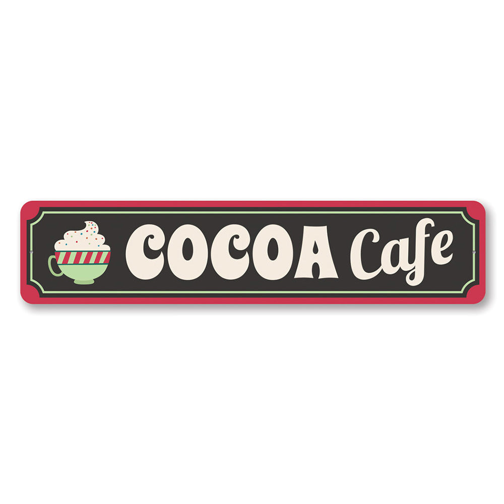 Hot Cocoa Cafe Yuletide Sign featuring festive design and vibrant colors, perfect for Christmas decorations.
