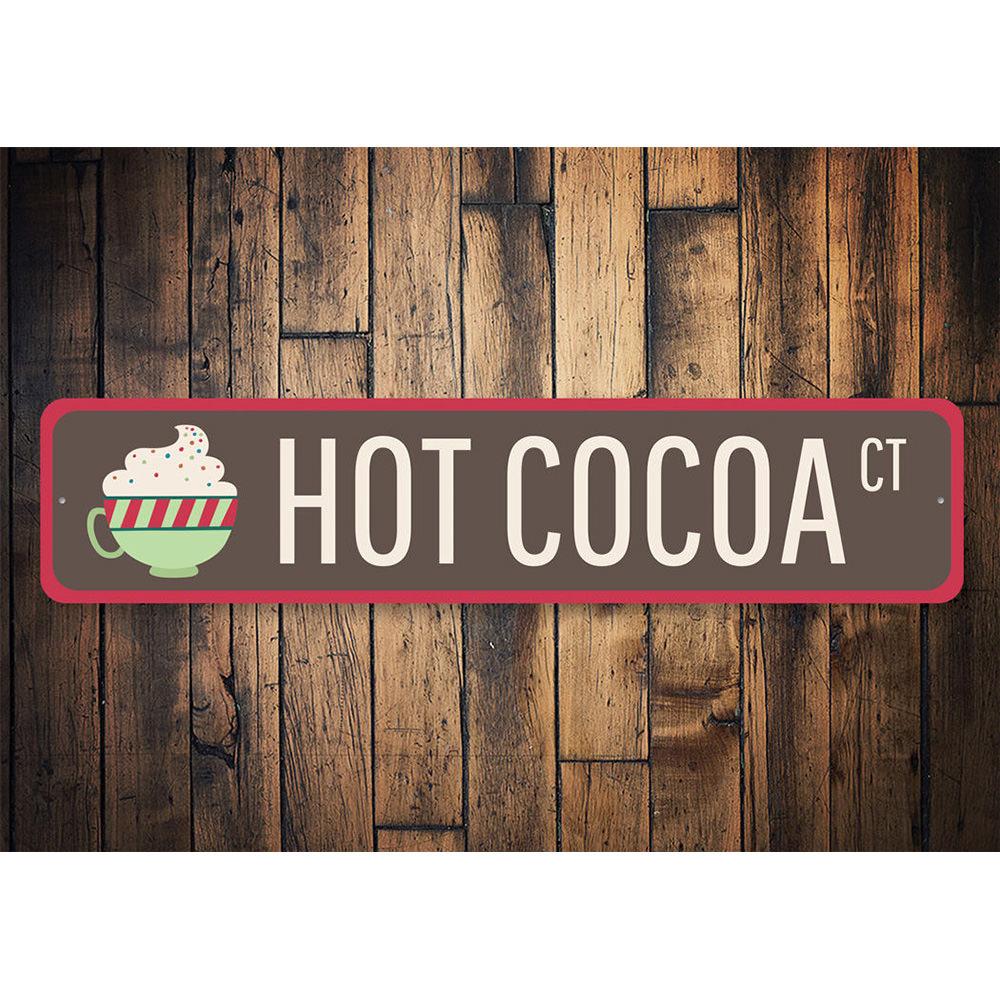 Hot Cocoa CT Yuletide Sign featuring festive design and vibrant colors, perfect for Christmas decorations.