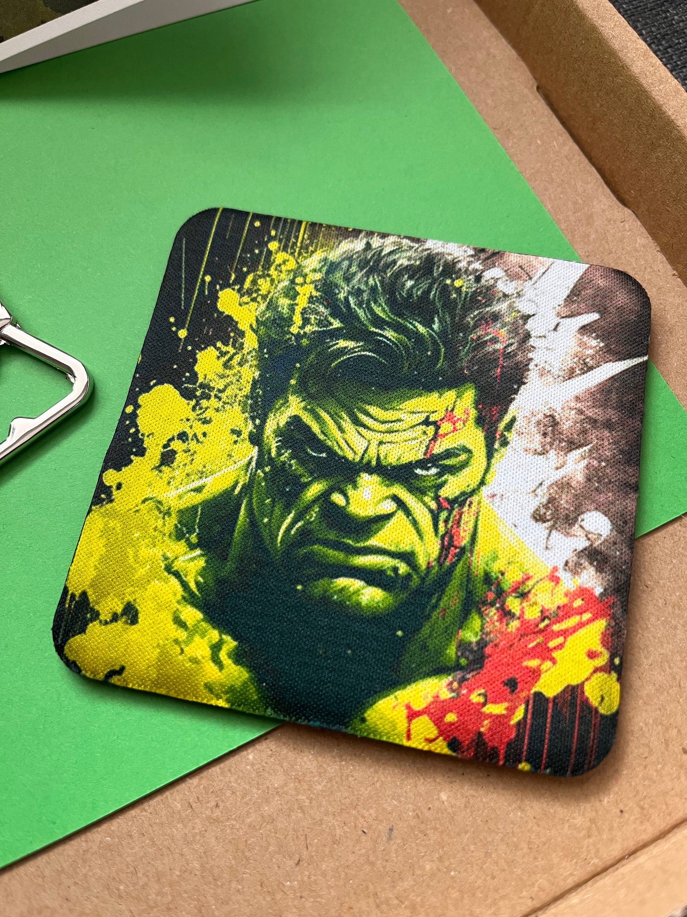 Hulk Gift Box featuring framed print, coaster, bottle opener, QR card, and personalised card, all themed around the Incredible Hulk.