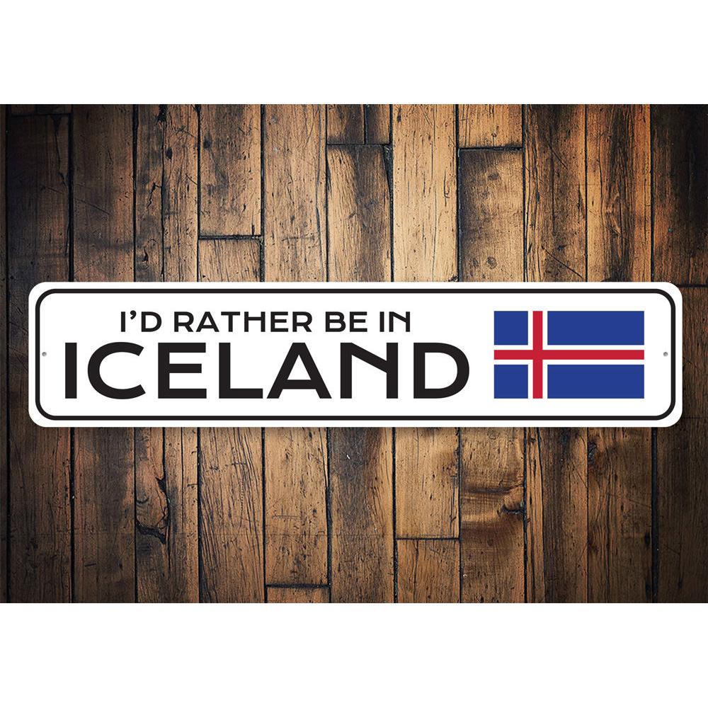 Customizable Iceland sign made of high-quality aluminum, featuring pre-drilled holes for easy mounting.