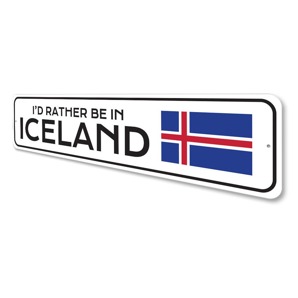 Customizable Iceland sign made of high-quality aluminum, featuring pre-drilled holes for easy mounting.
