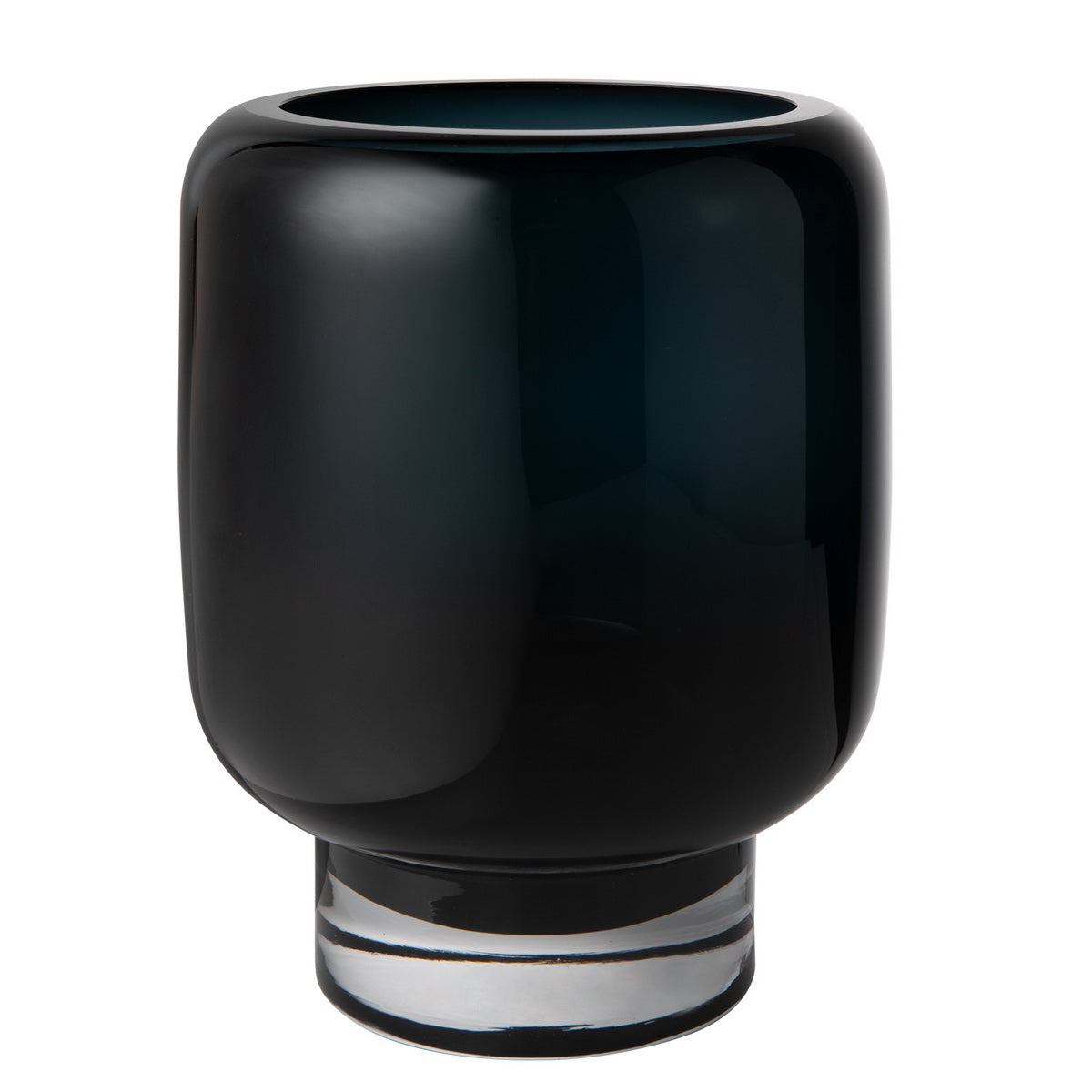 Iconic Ink Blue glass vase ZADAR 25IB, featuring a modern classic design with 9mm thick glass and rounded edges.