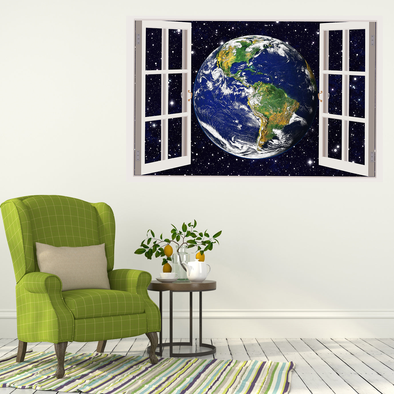 A vibrant 3D window wall decal showcasing a scenic view, perfect for home decor.