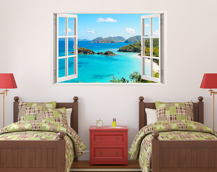 A collection of impressive 3D window wall decals showcasing vibrant designs, perfect for home decor.