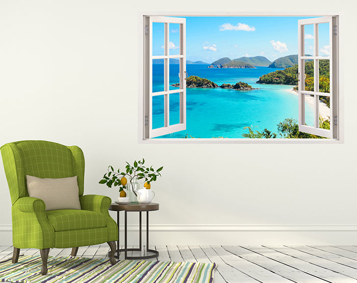 A collection of impressive 3D window wall decals showcasing vibrant designs, perfect for home decor.