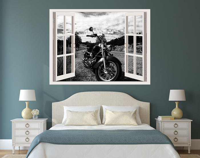 A vibrant 3D window wall decal showcasing a scenic view, designed for easy application and removal on smooth surfaces.