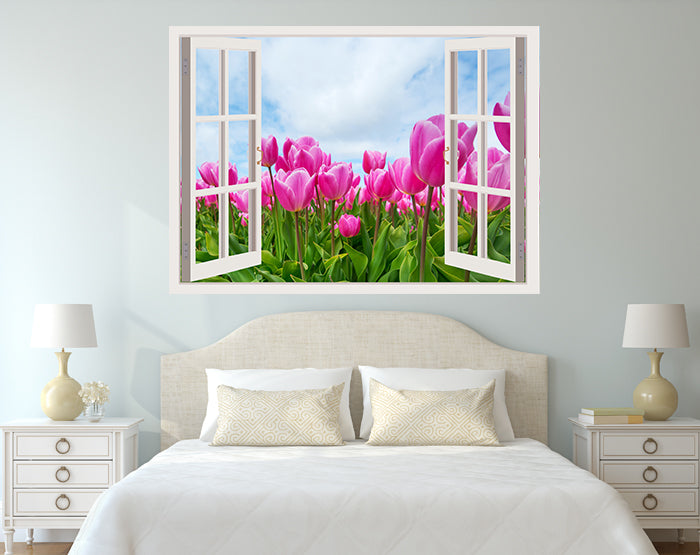 A vibrant 3D window wall decal showcasing a scenic view, perfect for home decor.