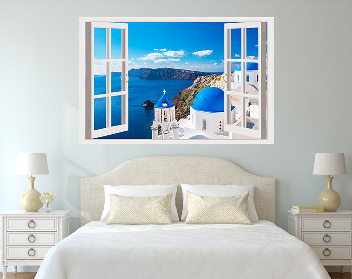 A vibrant 3D window wall decal showcasing a scenic view, perfect for home decor.