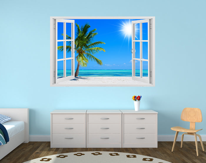 A collection of impressive 3D window wall decals featuring vibrant designs, showcasing their removable and easy-to-apply features on a smooth surface.