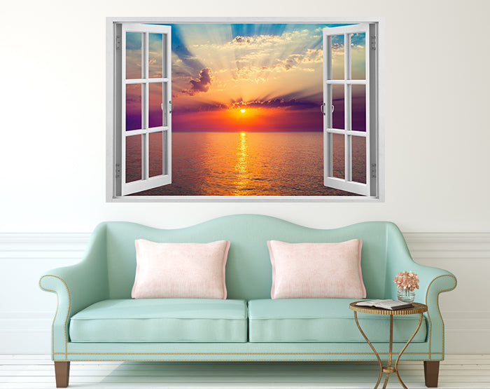 A vibrant 3D window wall decal featuring a scenic view, showcasing high-quality vinyl material, perfect for home decor.