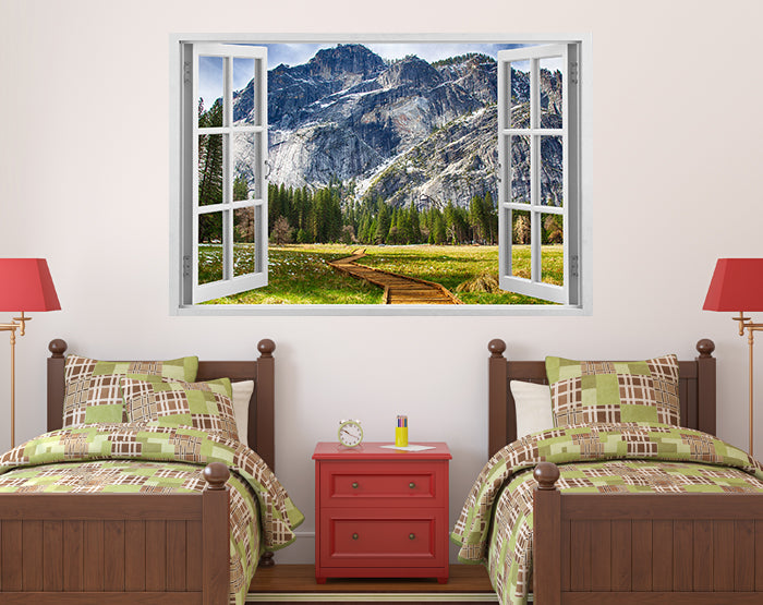 A vibrant display of impressive 3D window wall decals showcasing various designs on a smooth wall surface, enhancing the room's decor.